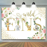 Safari Blumen Funkeln Wild Eins Geburtstag Hintergrund